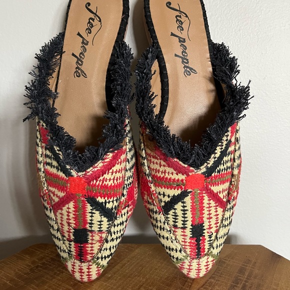 NIB Free People Fabric Newport Flat Red Size 8 Loafer Mules - Picture 6 of 7